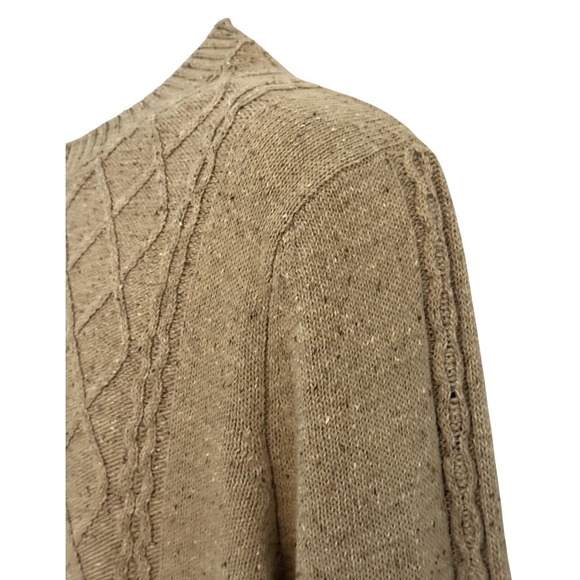 Cortefiel Mens Sweater L Cable‎ Oatmeal Crew neck Pullover Wool Blend SPAIN NWOT